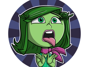 cartoon character, animated emotion, green color, expressive face, Disgust – Inside Out PNG