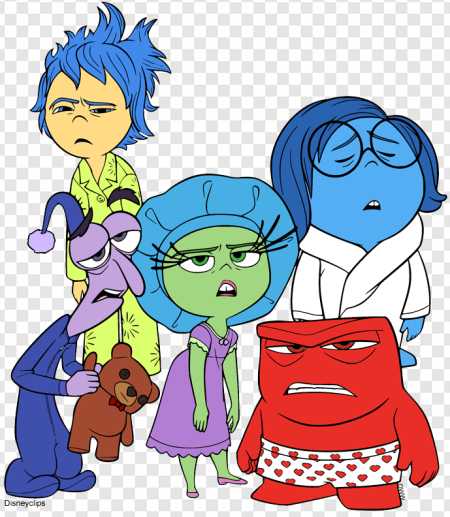 animated characters, emotions illustration, Pixar movie, colorful design, Disgust – Inside Out PNG