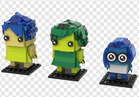 LEGO characters, block figures, emotions representation, colorful toys, Disgust – Inside Out PNG