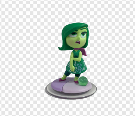 animated character, green figure, emotion representation, toy figurine, Disgust – Inside Out PNG