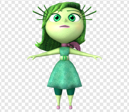 animated character, green emotion, digital art, Pixar creation, Disgust – Inside Out PNG