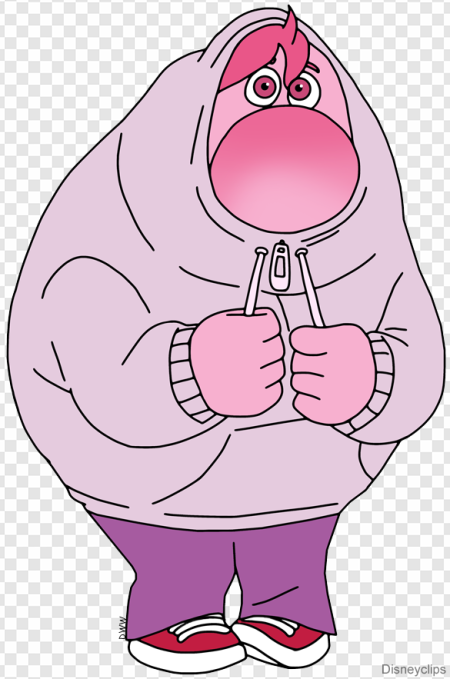 cartoon character, cozy hoodie, winter fashion, cute illustration, Embarrassment – Inside Out PNG