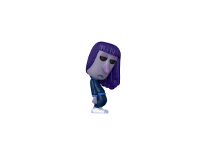 animated character, purple hair, cartoon figure, stylized design, Ennui – Inside Out PNG