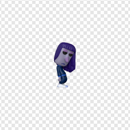 animated character, purple hair, cartoon figure, stylized design, Ennui – Inside Out PNG