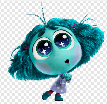 animated character, colorful hair, big eyes, whimsical design, Envy – Inside Out PNG