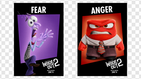 Inside Out 2, animated characters, Fear, Anger, Pixar film, emotions, movie poster, Fear – Inside Out PNG