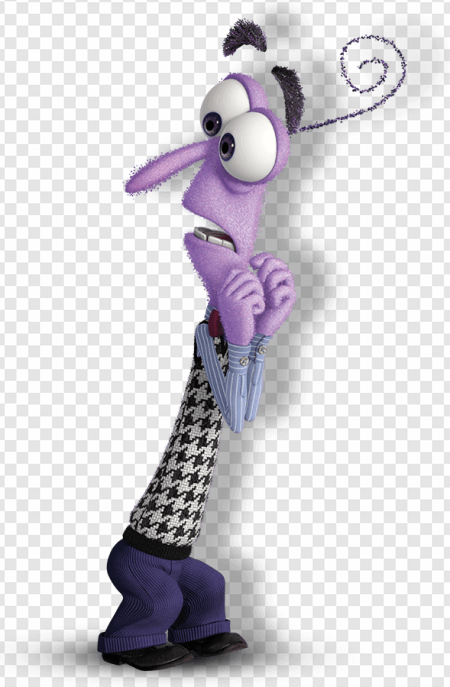 animated character, purple figure, expressive emotions, cartoon design, Fear – Inside Out PNG