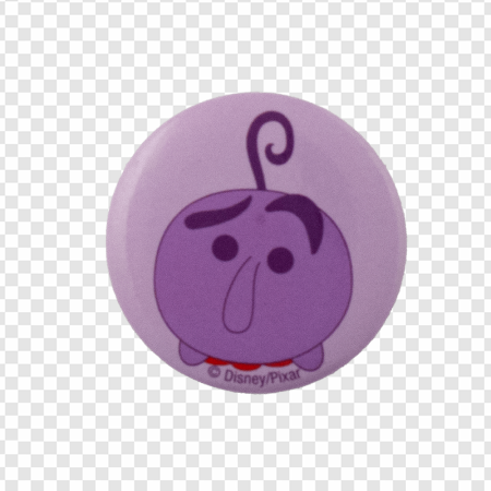 Disney character, purple button, cartoon design, whimsical art, Fear – Inside Out PNG