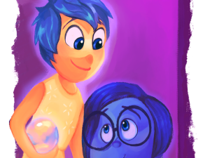 joy, sadness, animated characters, emotional journey, Joy – Inside Out PNG