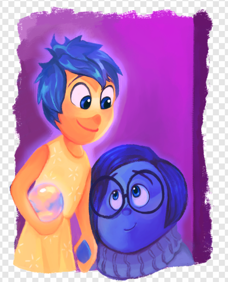 joy, sadness, animated characters, emotional journey, Joy – Inside Out PNG