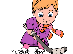 girl playing hockey, ice skating, youth sports, cartoon character, Inside Out PNG