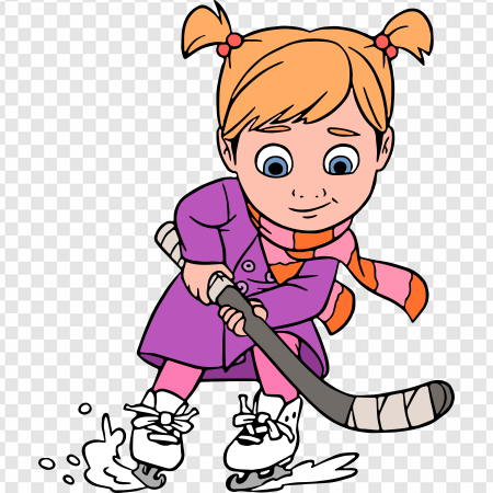 girl playing hockey, ice skating, youth sports, cartoon character, Inside Out PNG