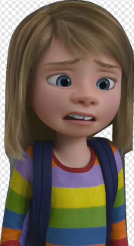 animated character, expressive face, childhood emotions, concerned expression, Inside Out PNG