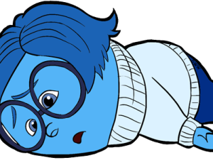 sadness character, animated emotion, blue figure, expressive cartoon, Sadness – Inside Out PNG