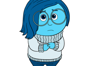 animated character, blue emotion, expressive design, cartoon illustration, Sadness – Inside Out PNG