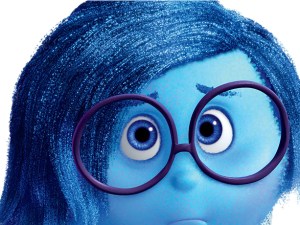 sadness character, animated emotions, blue persona, Pixar film, Sadness – Inside Out PNG