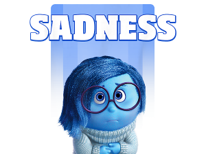 sadness character, animated emotion, blue figure, Pixar movie, Sadness – Inside Out PNG