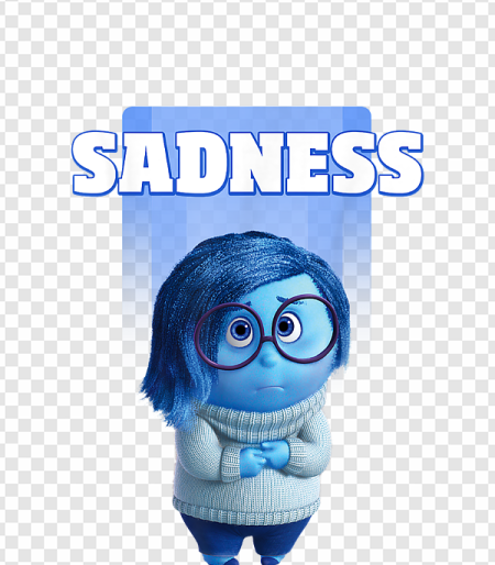 sadness character, animated emotion, blue figure, Pixar movie, Sadness – Inside Out PNG