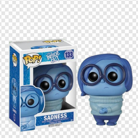 Funko Pop figure, Inside Out character, Sadness collectible, animated toy, Sadness – Inside Out PNG