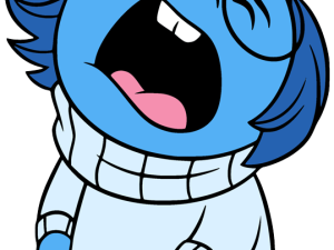 cartoon character, blue character, animated expression, lively illustration, Sadness – Inside Out PNG