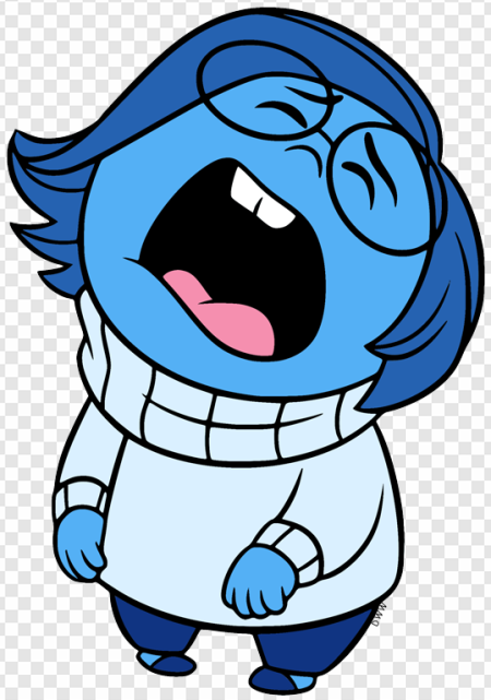 cartoon character, blue character, animated expression, lively illustration, Sadness – Inside Out PNG