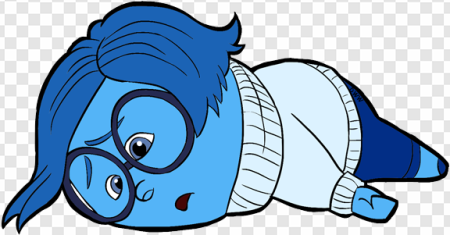 sadness character, animated emotion, blue figure, expressive cartoon, Sadness – Inside Out PNG