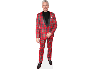 red plaid suit, stylish menswear, fashion statement, formal attire, John Barrowman PNG