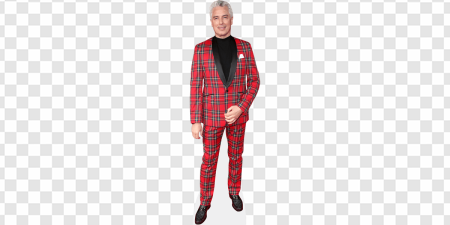 red plaid suit, stylish menswear, fashion statement, formal attire, John Barrowman PNG