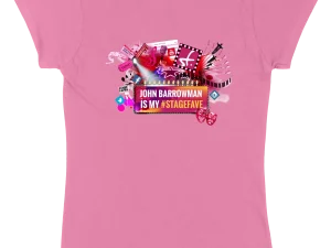 pink t-shirt, graphic tee, playful design, casual wear, John Barrowman PNG