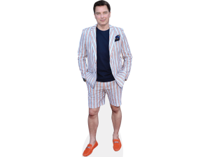 man in striped suit, summer fashion, stylish outfit, vibrant colors, John Barrowman PNG