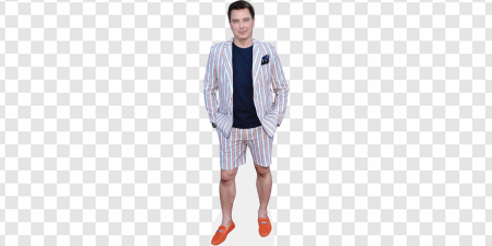 man in striped suit, summer fashion, stylish outfit, vibrant colors, John Barrowman PNG