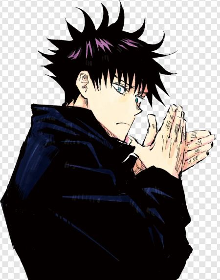 anime character, dark hair, intense expression, action pose, Jujutsu Kaisen JJK Cursed Energy PNG