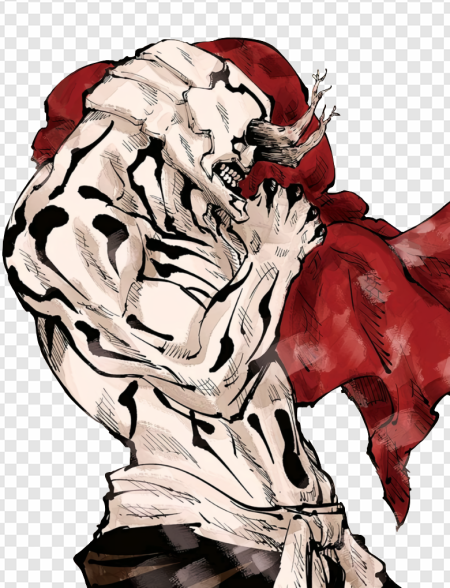 monster character, anime art, fantasy illustration, dramatic pose, Jujutsu Kaisen JJK Cursed Energy PNG