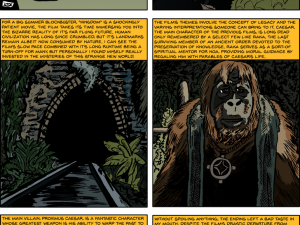 comic panel, jungle exploration, anthropomorphic characters, adventure narrative, Kingdom of the Planet Apes PNG