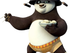 animated panda, martial arts character, chopsticks, Kung Fu master, Kung Fu Panda PNG