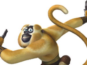 animated monkey character, playful primate, cartoon animal, vibrant monkey illustration, Kung Fu Panda PNG