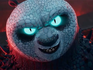 animated character, fierce expression, glowing eyes, cartoon villain, Kung Fu Panda PNG