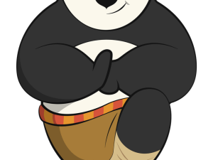 cartoon panda, playful animal, cute illustration, relaxed character, Kung Fu Panda PNG