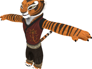 tiger character, animated animal, 3D model, martial arts costume, Kung Fu Panda PNG