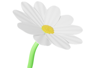 daisy flower, white petals, yellow center, green stem, Marguerite Emoji PNG