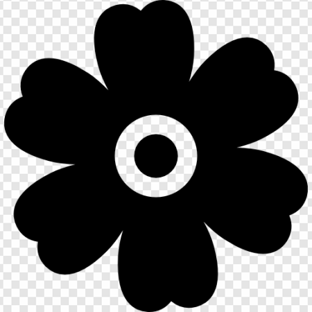 black Marguerite flower icon, floral design, botanical illustration, Marguerite Emoji PNG