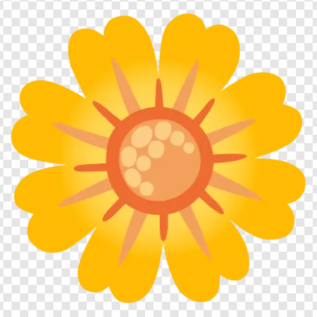 sunflower icon, bright flower, cheerful illustration, nature symbol, Marguerite Emoji PNG