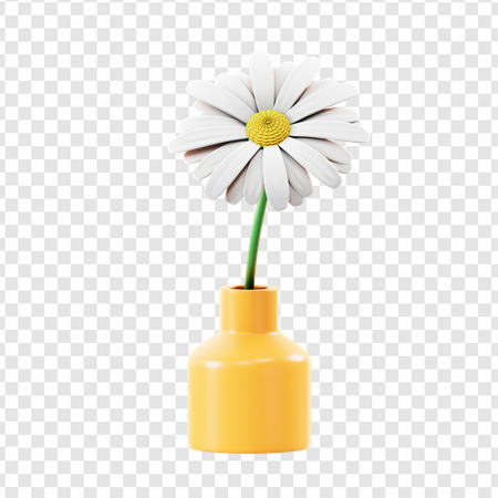 daisy flower, yellow vase, home decor, floral arrangement, Marguerite Emoji PNG