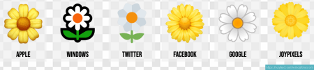 social media icons, Twitter flower logo, Facebook daisy symbol, digital branding graphics, Marguerite Emoji PNG