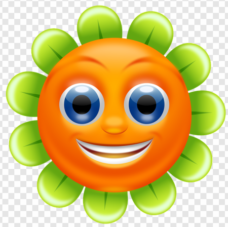 smiley sun, cheerful flower, cartoon character, happy emoji, Marguerite Emoji PNG