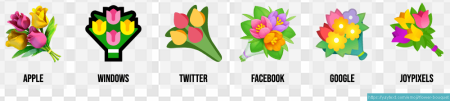 social media icons, Twitter logo, Facebook logo, floral design, digital communication, Marguerite Emoji PNG