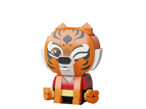 tiger figurine, playful design, colorful toy, animal character, Master Tigress PNG