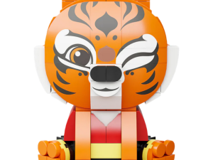 tiger figurine, playful design, building blocks, colorful toy, Master Tigress PNG