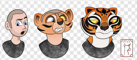 cartoon tiger character, anthropomorphic animal art, expressive animal design, digital illustration, Master Tigress PNG