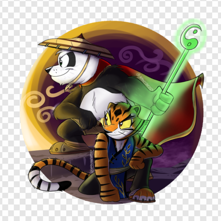 panda character, tiger character, animated adventure, martial arts theme, Master Tigress PNG